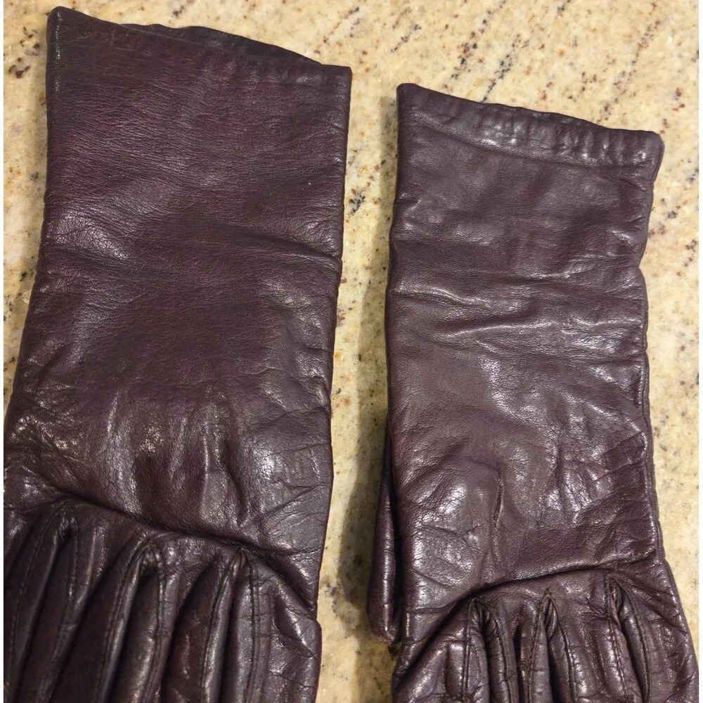 Vintage Womens Size M Burgundy Leather Lined 10